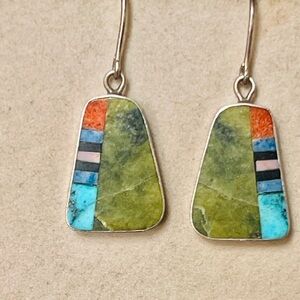 VTG Native American Navajo Sterling Multi-stone Turquoise
David Aguilar Earrings